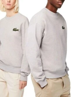 Sweat Lacoste Loose Fit Gris Pour Homme