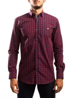 Chemise Klout Cadres Rouge Et Bleu Pour Homme