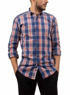 Chemise Klout Madras Bleu Marine Pour Homme