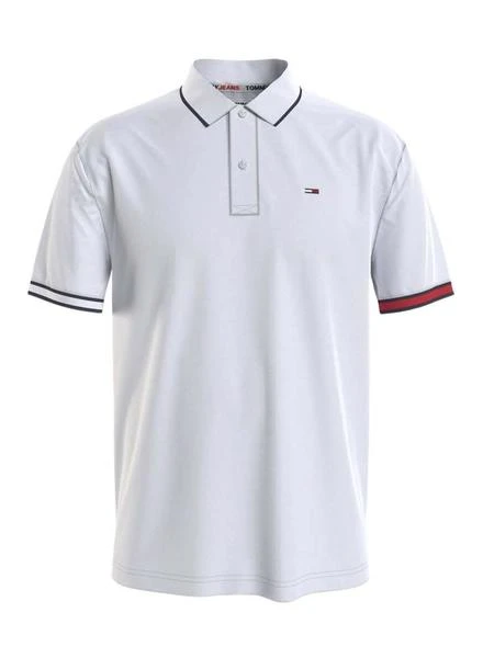 Polo Tommy Jeans Regular Flag Blanc Pour Homme
