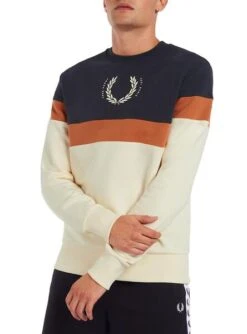 Sweat Imprimé Fred Perry Block Beige Pour Homme