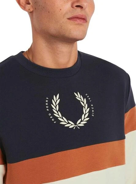 Sweat ImprimĂ© Fred Perry Block Beige Pour Homme â Image 4