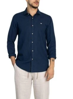 Chemise Klout Lino Bleu Marine Pour Homme