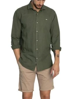 Chemise Lino Vert Klout Pour Homme
