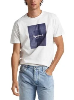 T-Shirt Pepe Jeans Welsch Blanc Pour Homme