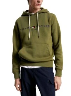 Sweat Tommy Hilfiger Logo Hoody Vert Homme
