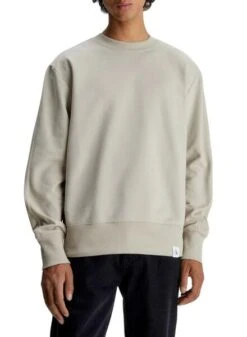 Sweat Calvin Klein Jeans Tissé Tab Crew Beige
