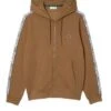 Sweat Lacoste Jogger Fermeture éclair Brun Homme