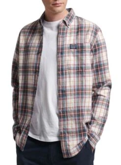 Chemise Superdry Cotton Lumberjack Blanc Homme
