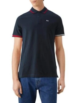 Polo Tommy Jeans Slim Flag Marine Pour Homme