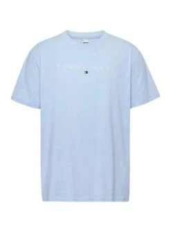 T-Shirt Tommy Jeans Linear Blanc Bleu Homme