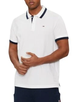 Polo Tommy Jeans Regular Solid Blanc Pour Homme