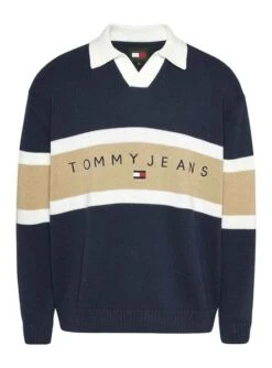 Pull Tommy Jeans Rugby Vert Pour Homme