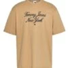 T-shirt Tommy Jeans Over Serif Camel Pour Homme