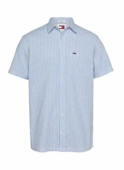 Chemise Tommy Jeans Ă Rayures Seersucker Bleue Pour Homme