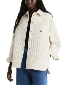 Surchemise Tommy Jeans Quilted Beige Pour Femme