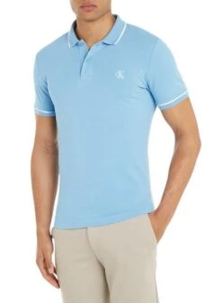 Polo Calvin Klein Jeans Tipping Slim Bleu Pour Homme