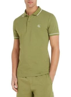 Camisa Polo Calvin Klein Tipping Verte Pour Homme