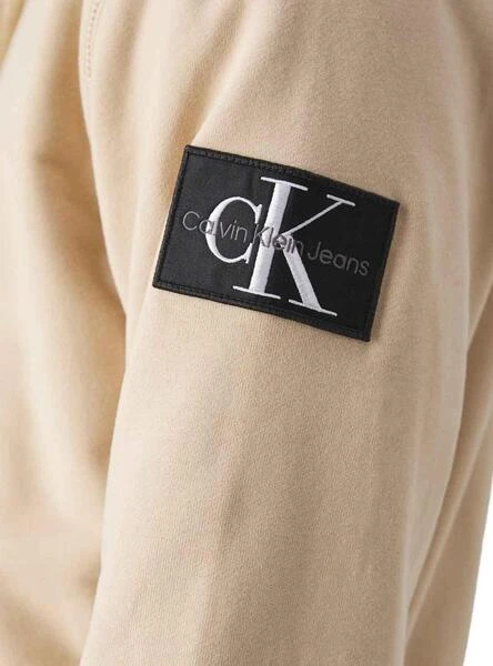 Sweat Calvin Klein Badge Hoodie Beige Homme â Image 3