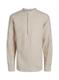 Chemise Jack And Jones Mazie Linen Half Beige Pour Homme