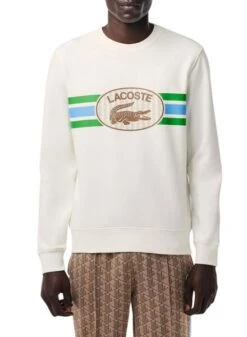 Sweat à Capuche Lacoste Monogramme Beige Pour Homme