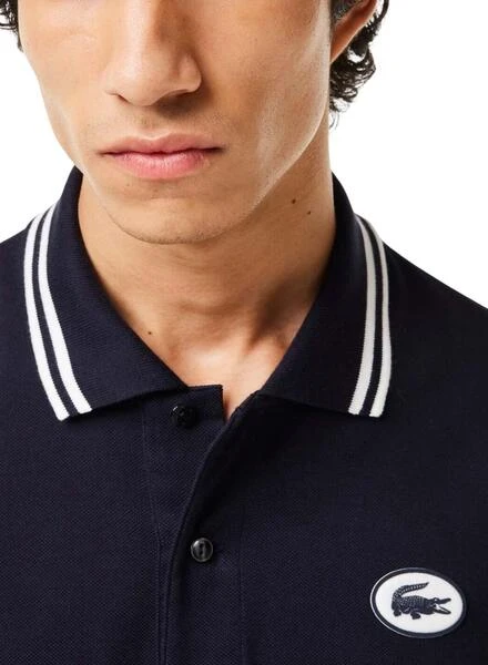 Polo Lacoste L1212 Marine Insigne Pour Homme â Image 3