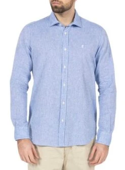 Chemise El Pulpo Lin Logo Bleu Pour Homme