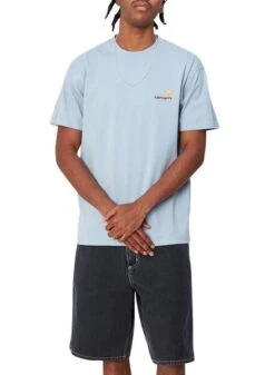Camiseta Carhartt Script Bleu Clair Pour Homme