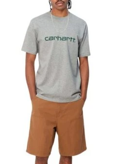 T-shirt Carhartt Logo Gris Pour Homme